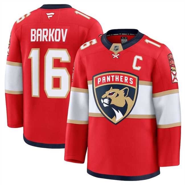 Men%27s Florida Panthers #16 Aleksander Barkov Red 2024-25 Home Stitched Hockey Jersey Dzhi->edmonton oilers->NHL Jersey